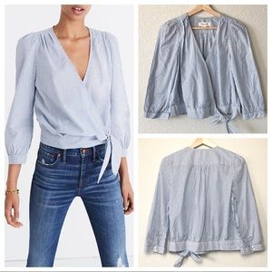 Madewell Wrap Top in Indigo Stripe